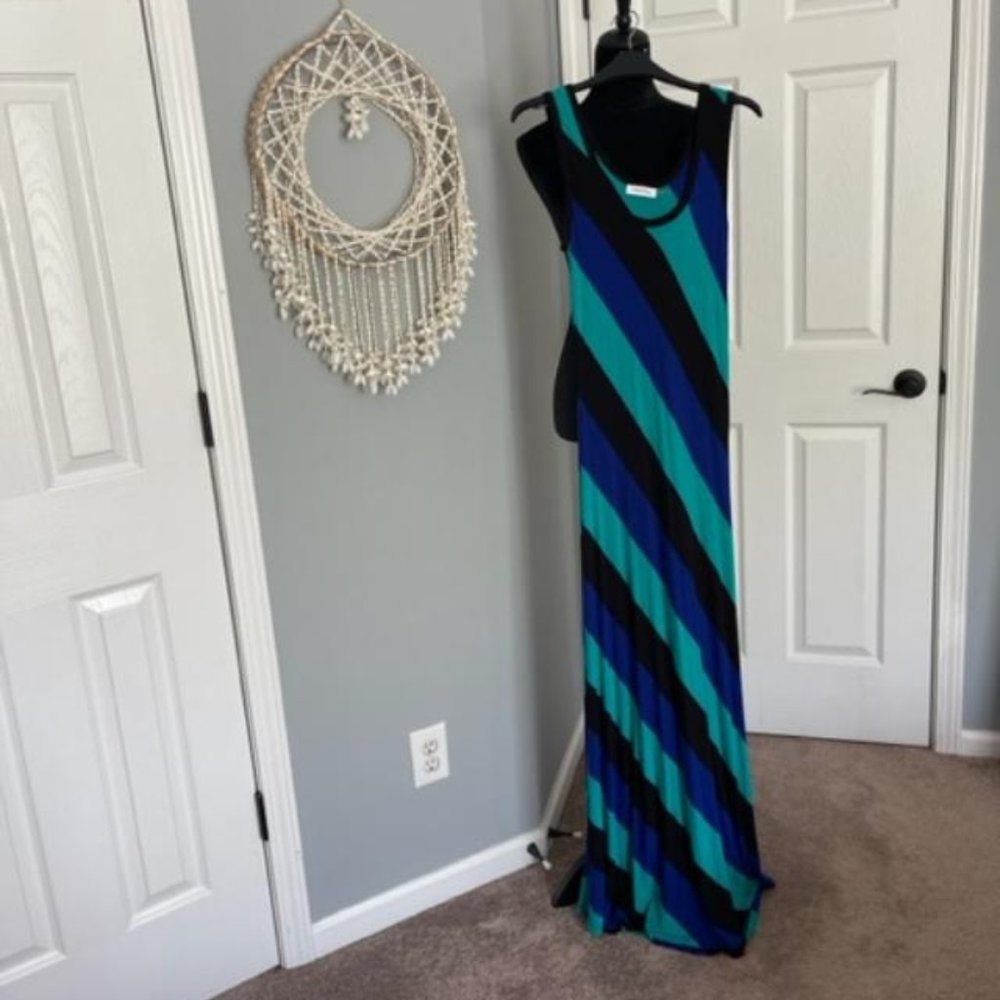 Blue, Black Teal Calvin Klein Dress